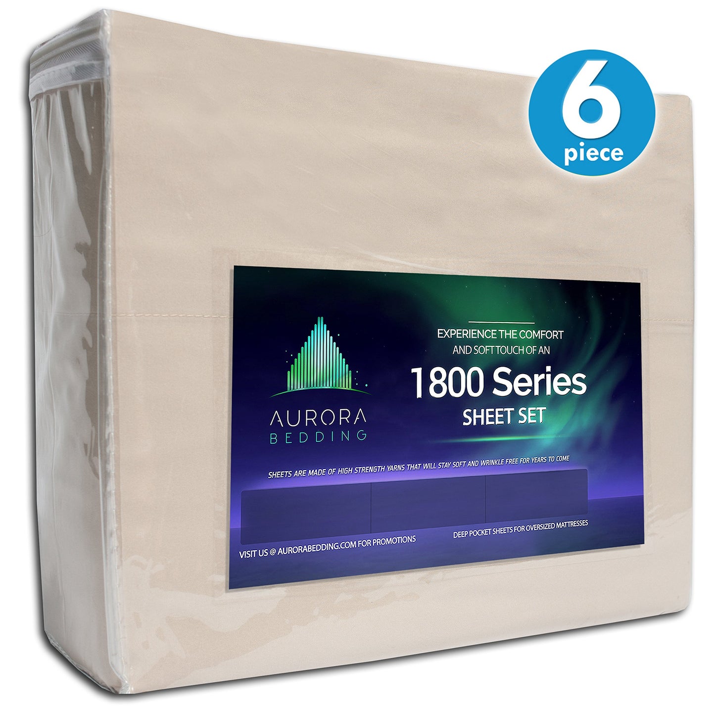 Aurora Bedding # 1 1800 Series 6 Piece Bed Sheet Set with Deep Pocket-Luxury, Soft, Comfort, Hypoallergenic-Same Price with 2 Extra
