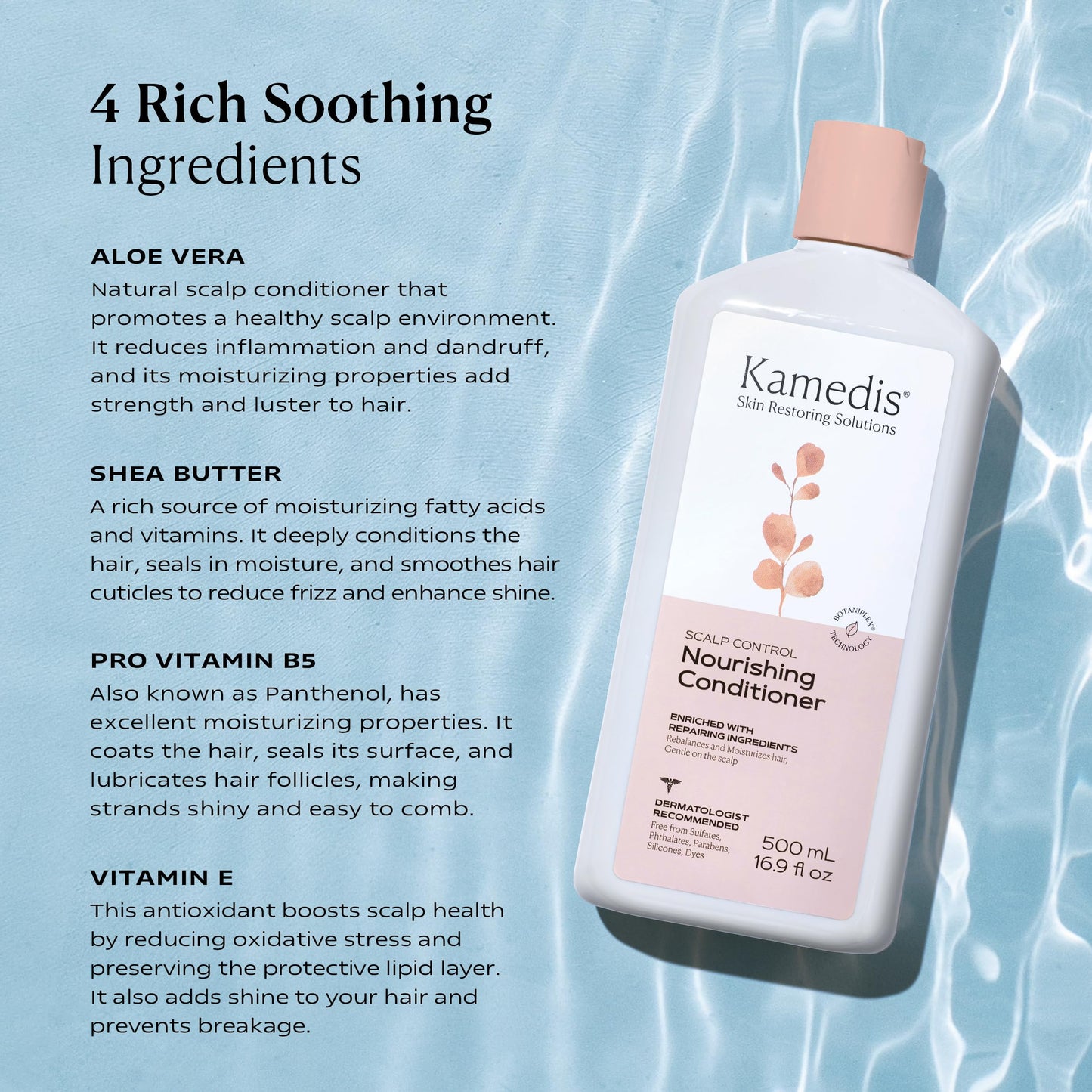 KAMEDIS Hair Conditioner Botanicals-Based. Moisturizer for Dry Damaged Hair & Sensitive Scalp. Contains Shea Butter, Coconut Oil & Argan Oil.16.9 Fl