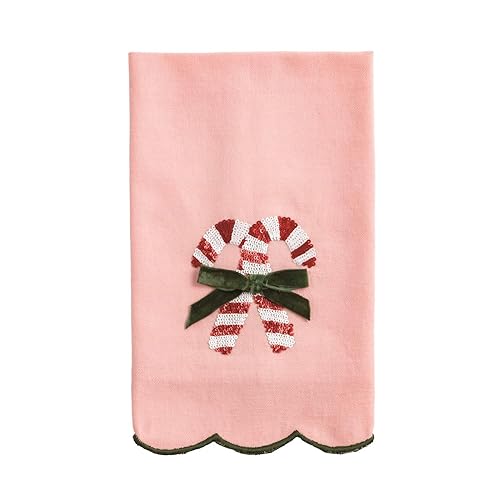 Mud Pie Christmas Candy Cane Sequin Towel