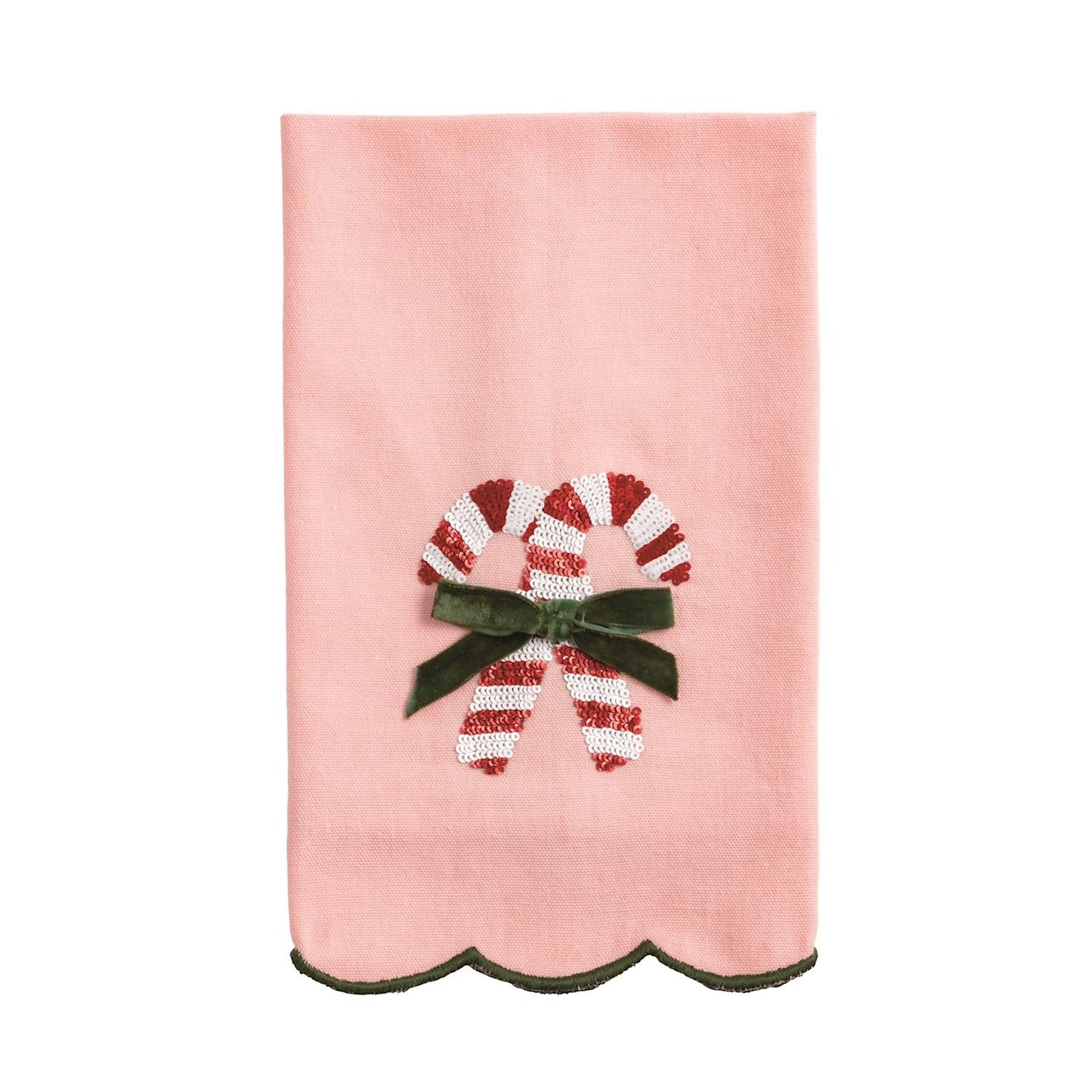 Mud Pie Christmas Candy Cane Sequin Towel