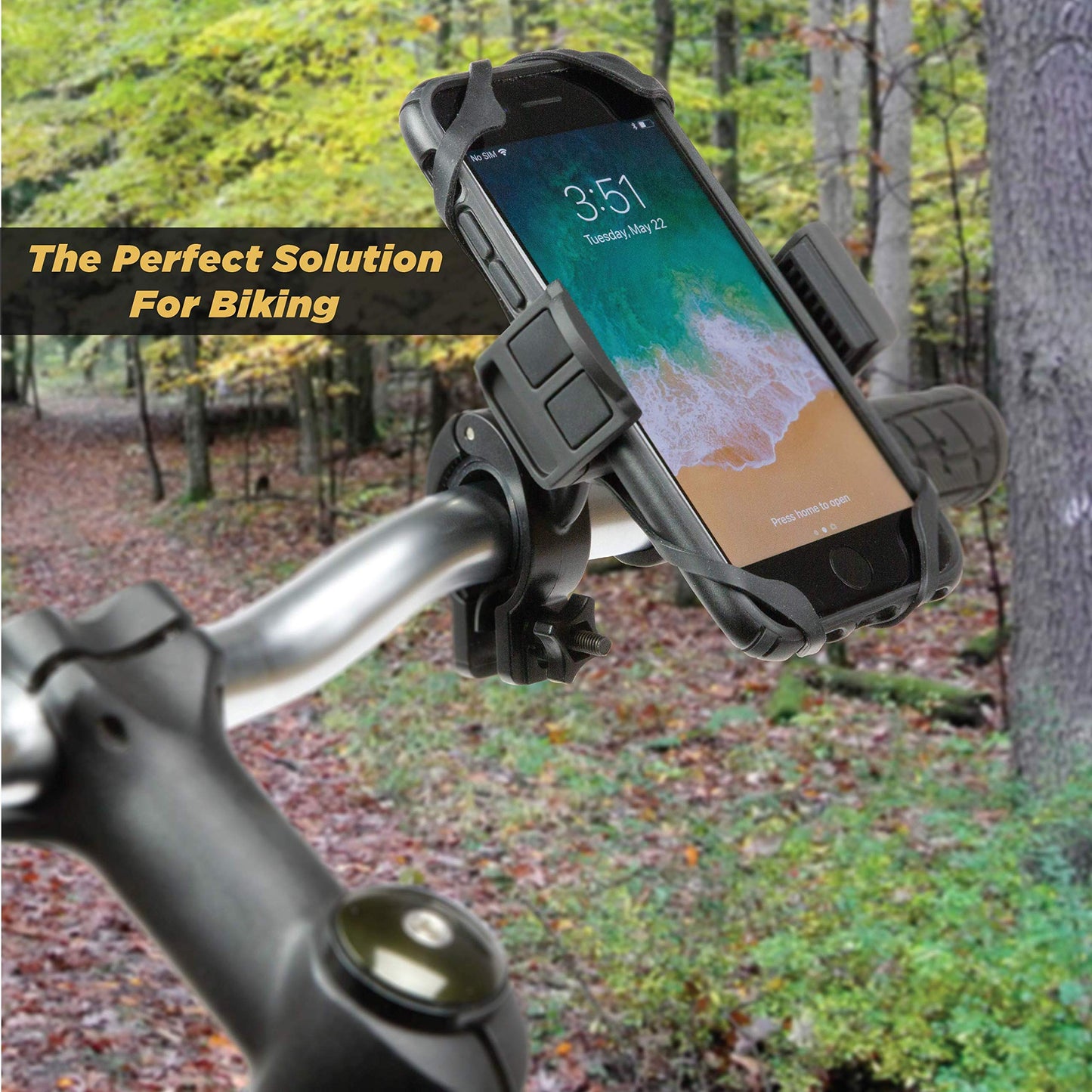 Scosche HDM3SM-RP Handlebar Bike Phone Mount with Universal Phone Holder, Elastic Safety Bands, and Adjustable Clamp for Mobile Phone Device