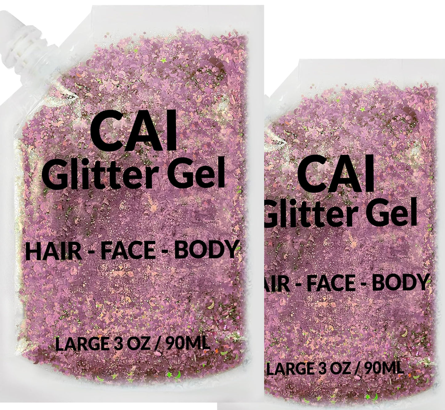 Face, Body & Hair Glitter Gel - Halloween Glitter for Kids and Women - 3 Oz Cosmetic-Grade Gel w/Moon & Stars for Festivals & Halloween Party, Easy