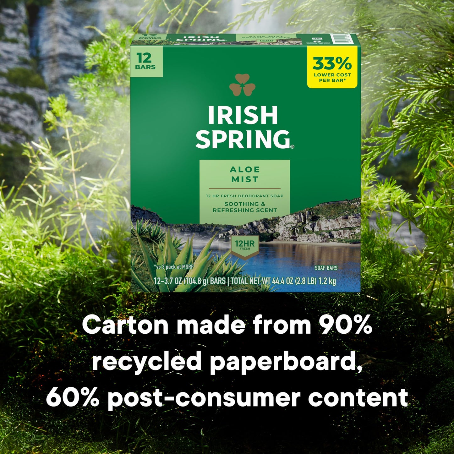 Irish Spring Aloe Vera Moisturizing Bar Soap, 44.4 Oz