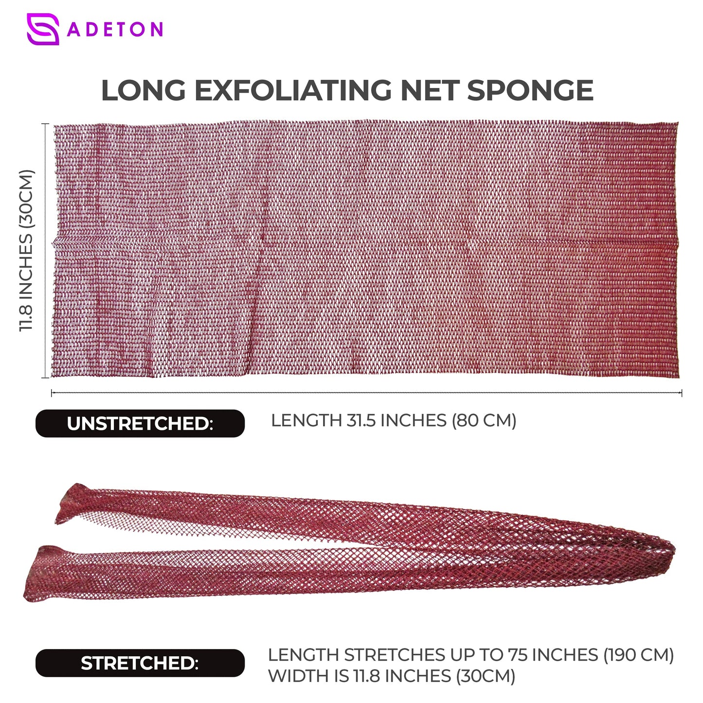 Adeton African Net Sponge, Authentic, Real, Black Owned, Exfoliating Bath Wash Cloth, Net Sponge, Body Exfoliator, Sapo, Shower Bath Accessories, Back