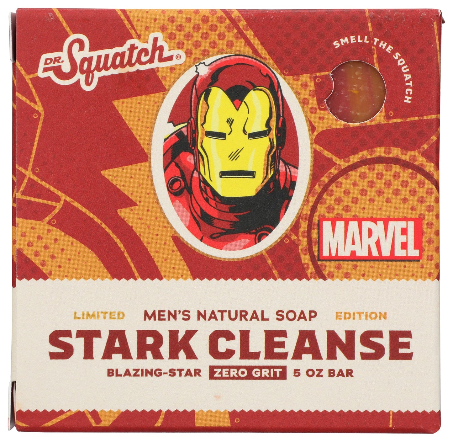 Dr. Squatch All Natural Men's Soap Bar Marvel Stark Cleanse Ironman Limted Edition with Zero Grit Blazing-Star 5oz with Natural Oils