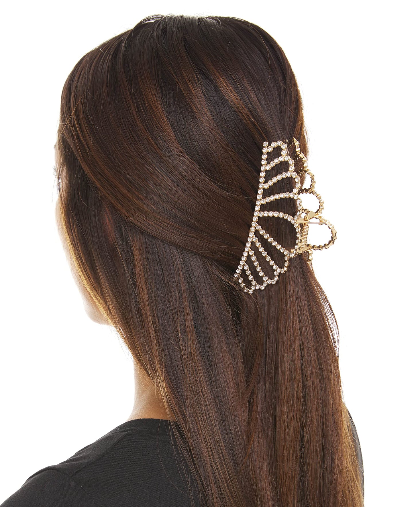 Allure Rhinestone Gold Crown Large Hair Clip