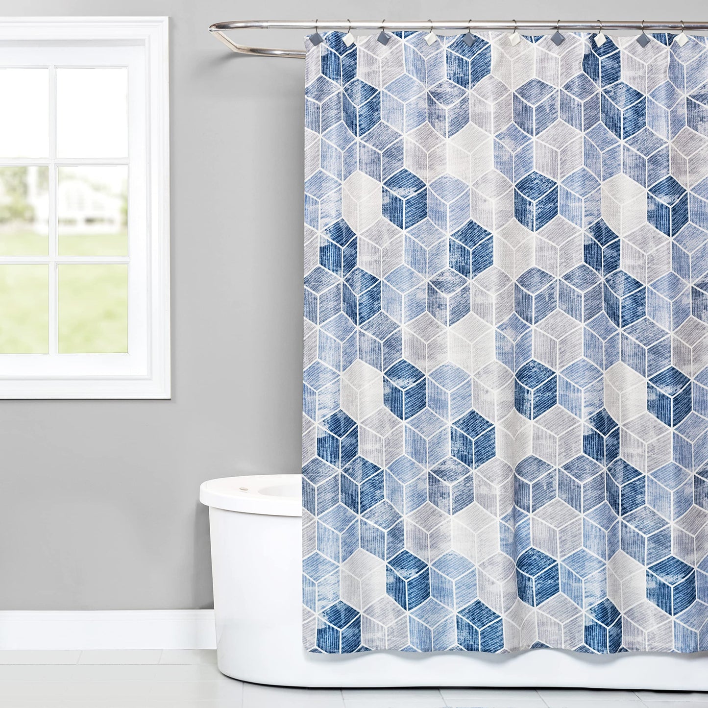 SKL Home Cubes Shower Curtain, Blue