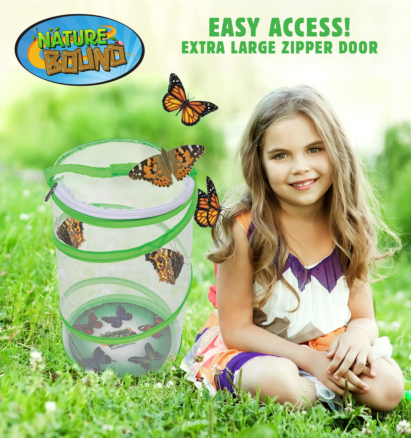 Nature Bound Butterfly Growing Kit – Live Caterpillars to Butterflies with Pop-Up Habitat, Voucher & STEM Learning Guide, Educational Project for Kids