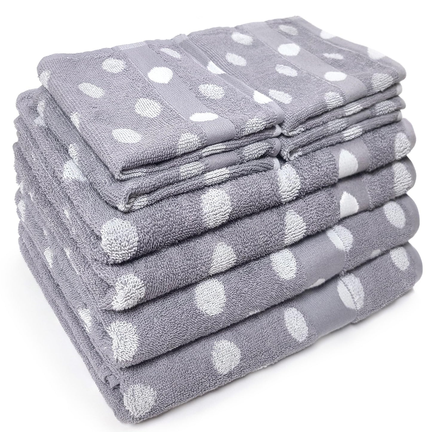 Beachland Polka Dot Bath Towel Set - Reversible Terry Cloth- Soft Cotton - Super Absorbent and Fast Drying Towels - Fade Resistant - Eco-Friendly…