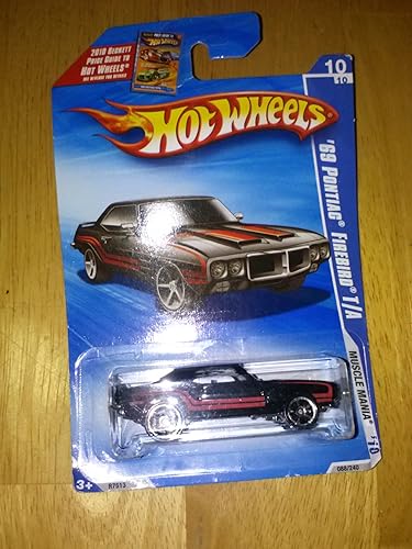 HOT WHEELS 2010 MUSCLE MANIA ON BECKETT CARD 10 OF 10 BLACK WITH RED STRIPES '69 PONTIAC FIREBIRD T/A 1:64 Scale