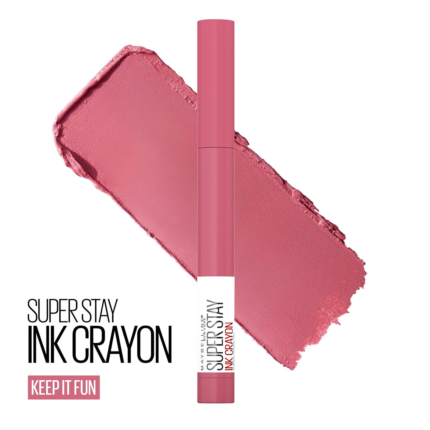 Maybelline Super Stay Ink Crayon Lipstick Makeup, Precision Tip Matte Lip Crayon with Built-in Sharpener, Longwear Up To 8Hrs, Keep It Fun, Rosey Nude
