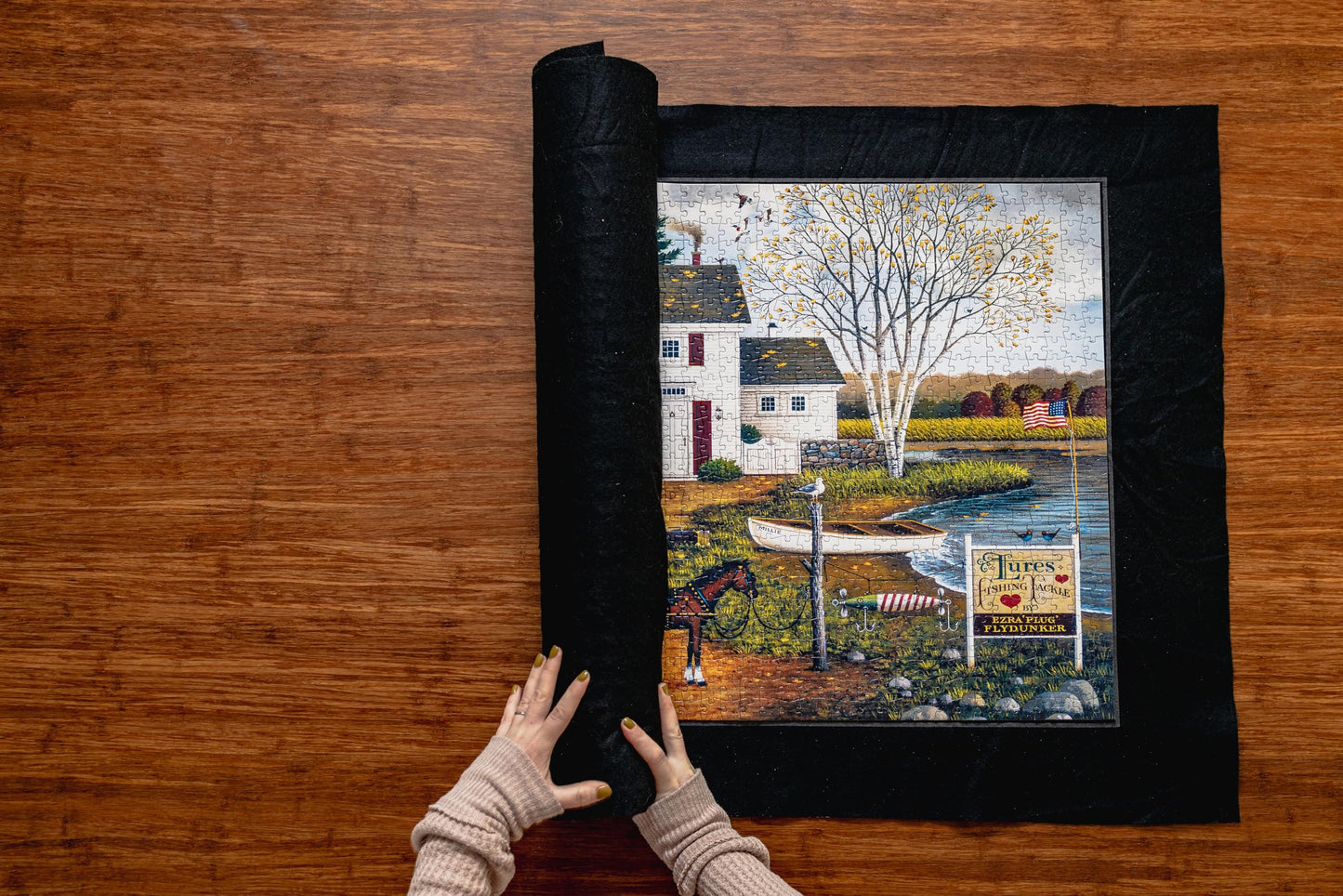 Buffalo Games - Roll-Up Puzzle Mat - Puzzle Saver and Assembly Accessory - Felt Mat - Fits up to 1500 Piece Puzzle - Black