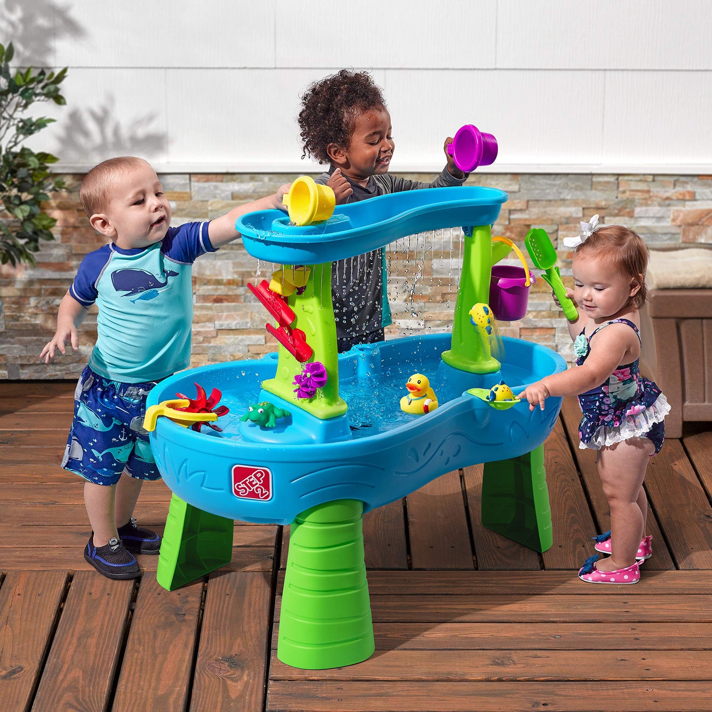 Step2 Rain Showers Splash Pond Water Table – Toddler Outdoor Sensory Playset with 13 Accessories, Ages 1.5+