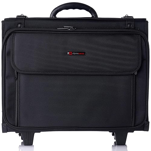 Alpine Swiss Rolling Briefcase | Laptop Bag For Men & Women | Hard Side Catalog Case on Wheels | Legal Size File Dividers | Lawyers Attache Case