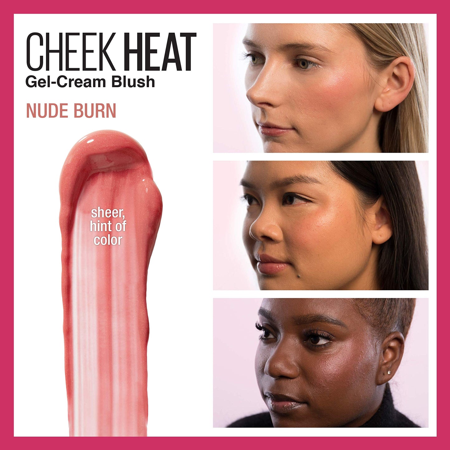 Maybelline Cheek Heat Gel-Cream Blush Makeup, Lightweight, Breathable Feel, Sheer Flush Of Color, Natural-Looking, Dewy Finish, Oil-Free, Nude Burn, 1
