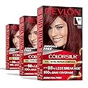Revlon ColorSilk with Bond Repair Complex, Auburn Permanent Hair Color, 100% Gray Coverage, Ammonia Free Hair Dye, Vegan Keratin, 49 Auburn Brown