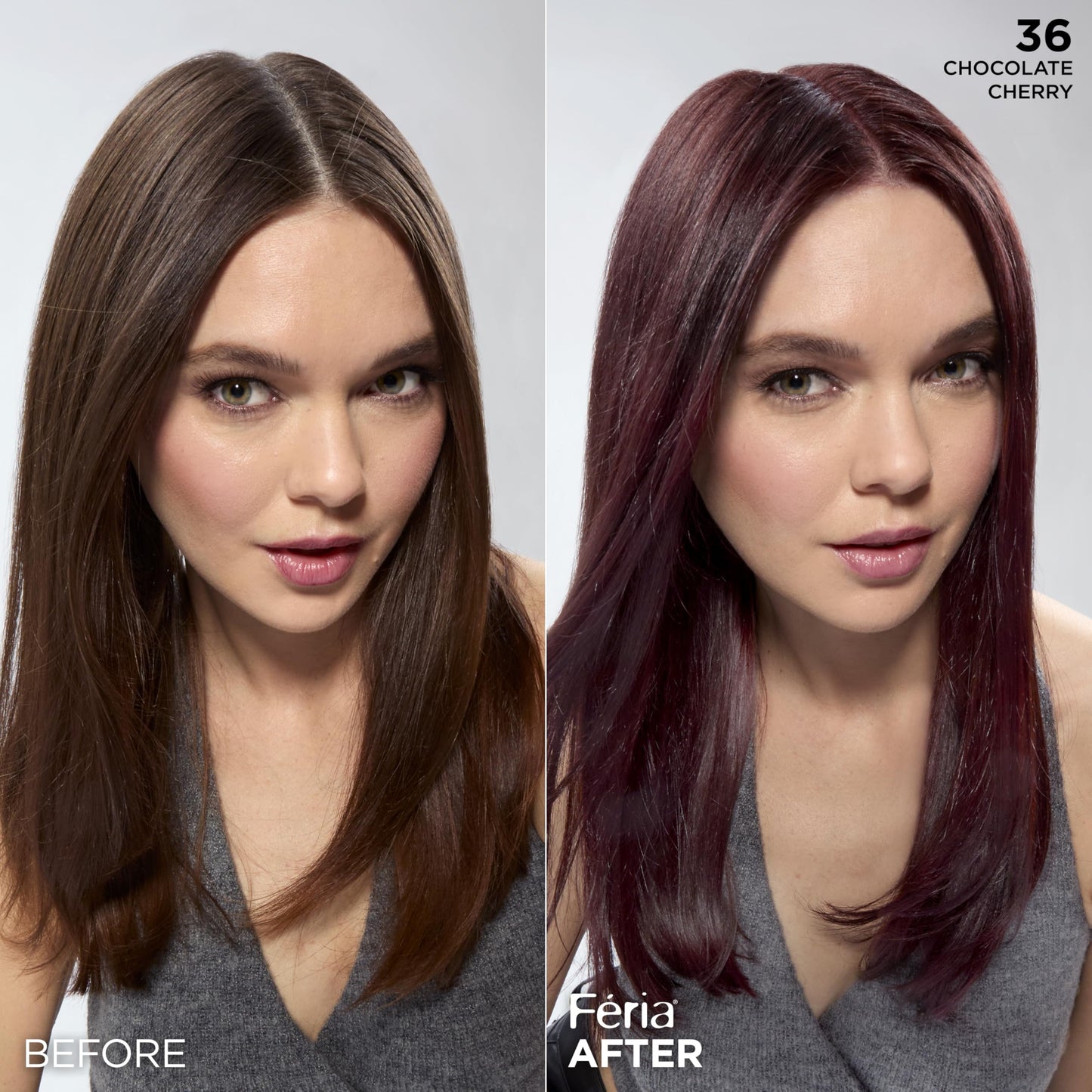 L’Oreal ParisFeria Multi-Faceted Shimmering Colour, Warmer, 36 Deep Burgundy Brown, 1 ea (Pack of 3)