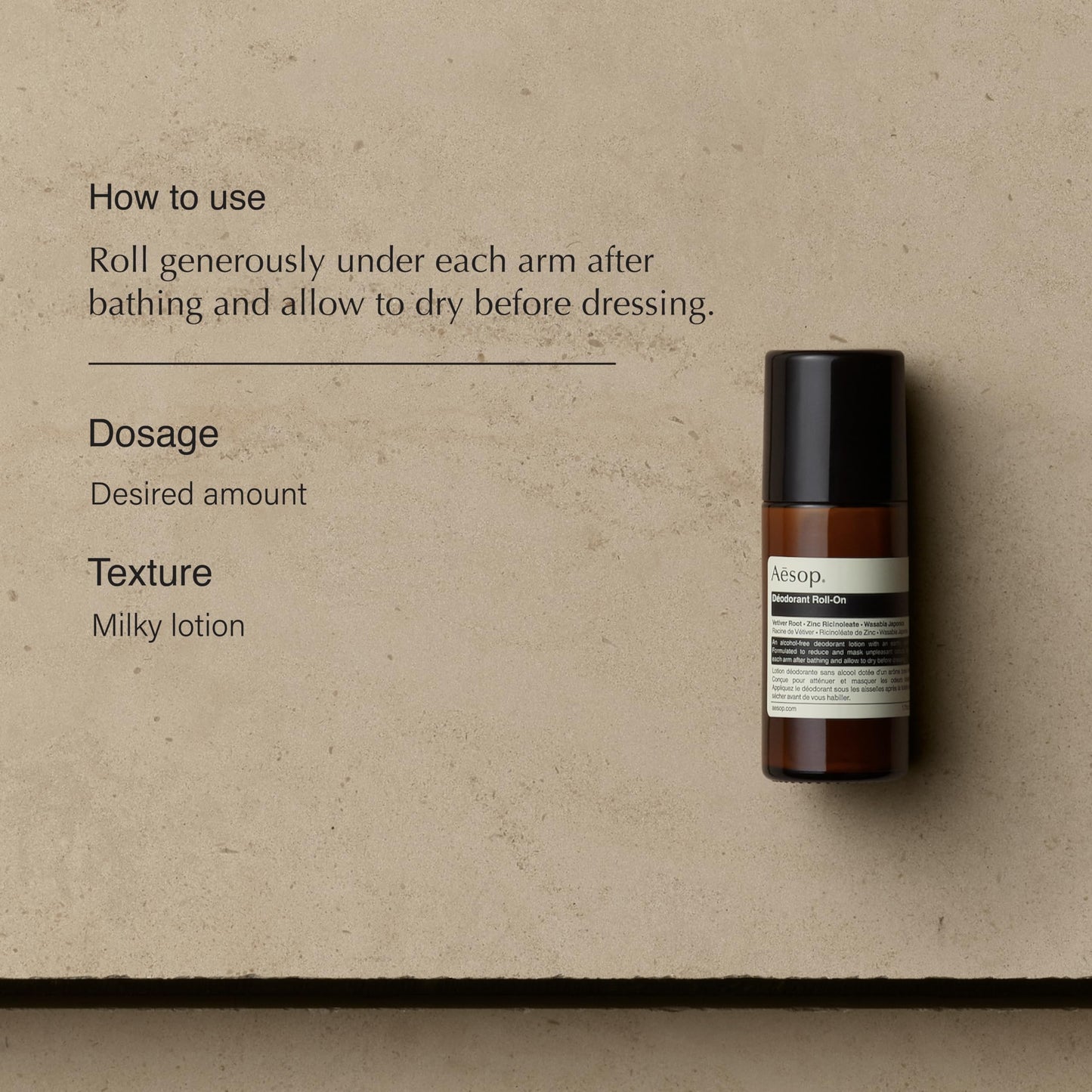 Aesop Aluminum Free Roll On Deodorant for Women & Men - Vetiver, Zinc, and Tea Tree to Reduce Odor - Alcohol-Free Formula for Sensitive Skin - Woody Beauty and Personal Care Aesop