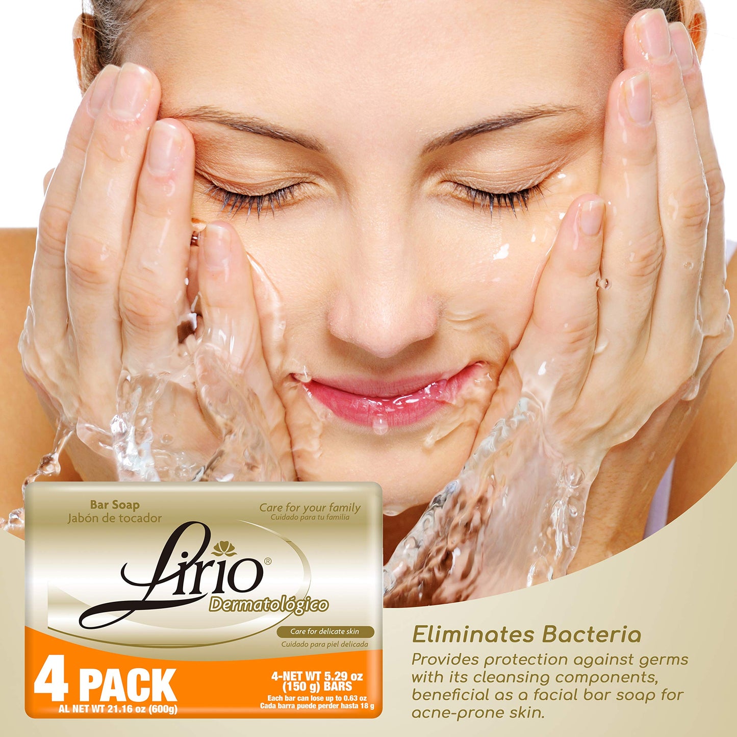 Lirio Derma Bar Soap, Dermatologico Body Soap, 5.3 Ounce, Pack of 4
