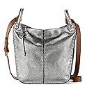 The Sak Los Feliz Crossbody Bag in Leather, Large, Lined Purse with Single Adjustable Shoulder Strap, Dark Silver