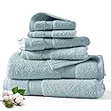 Lux Decor 6 Pack Bath Towel Set - 525 GSM 100% Cotton, Zero Twist Weave, Soft & Absorbent - 2 Bath Towels, 2 Hand Towels, 2 Washcloths, Bathroom…