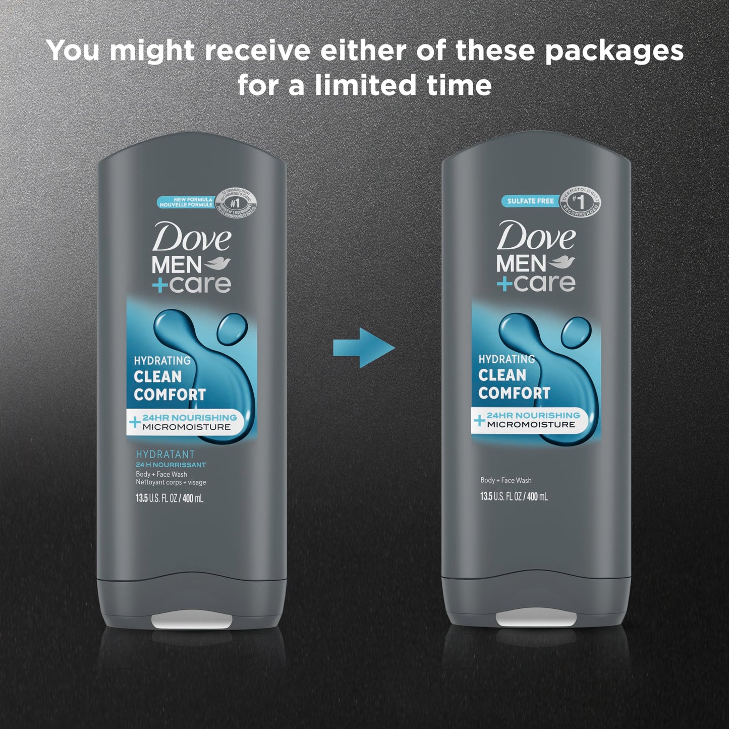 Dove Men + Care Body Face Wash Clean Comfort 13.50 oz, 0.0353 Ounce