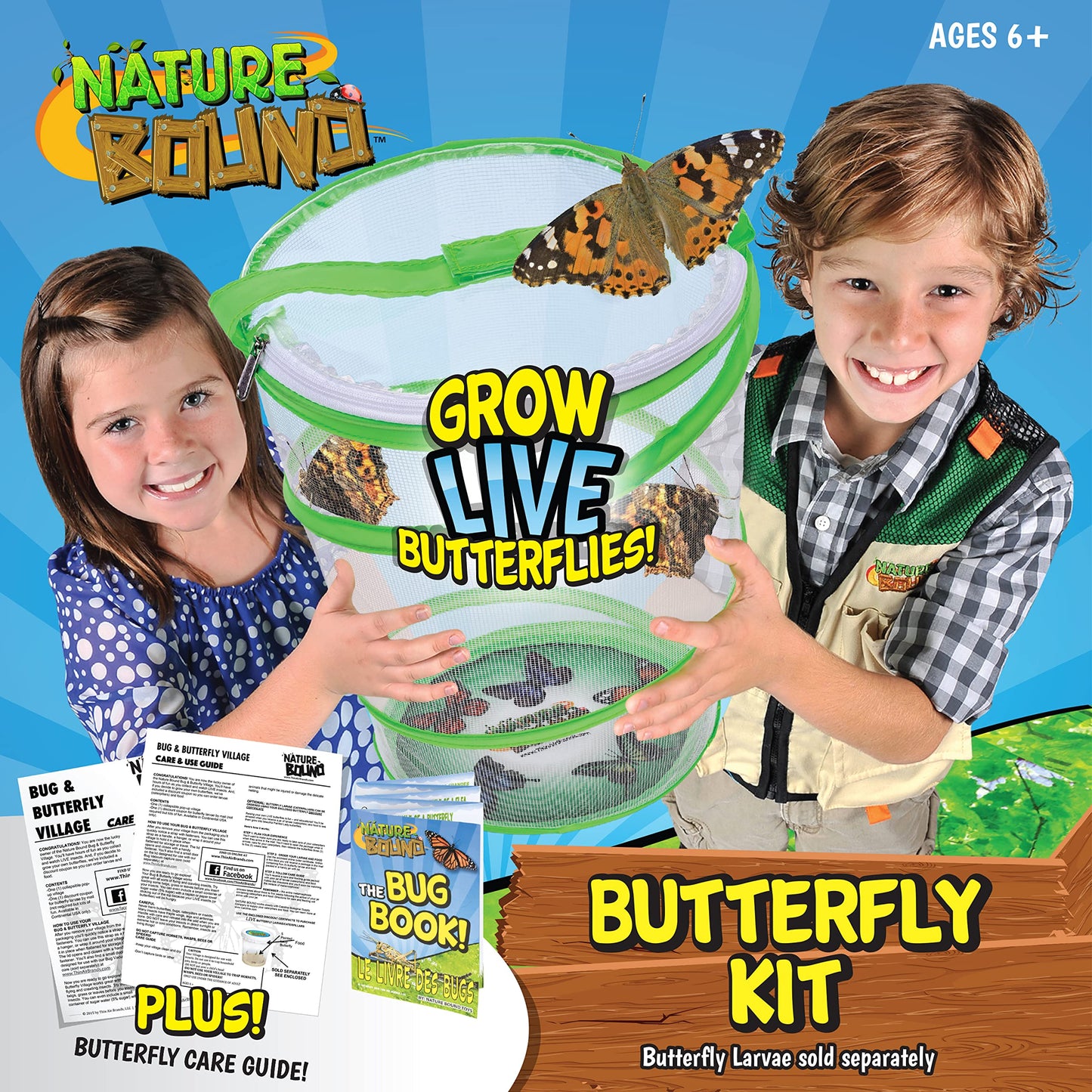 Nature Bound Butterfly Growing Kit – Live Caterpillars to Butterflies with Pop-Up Habitat, Voucher & STEM Learning Guide, Educational Project for Kids