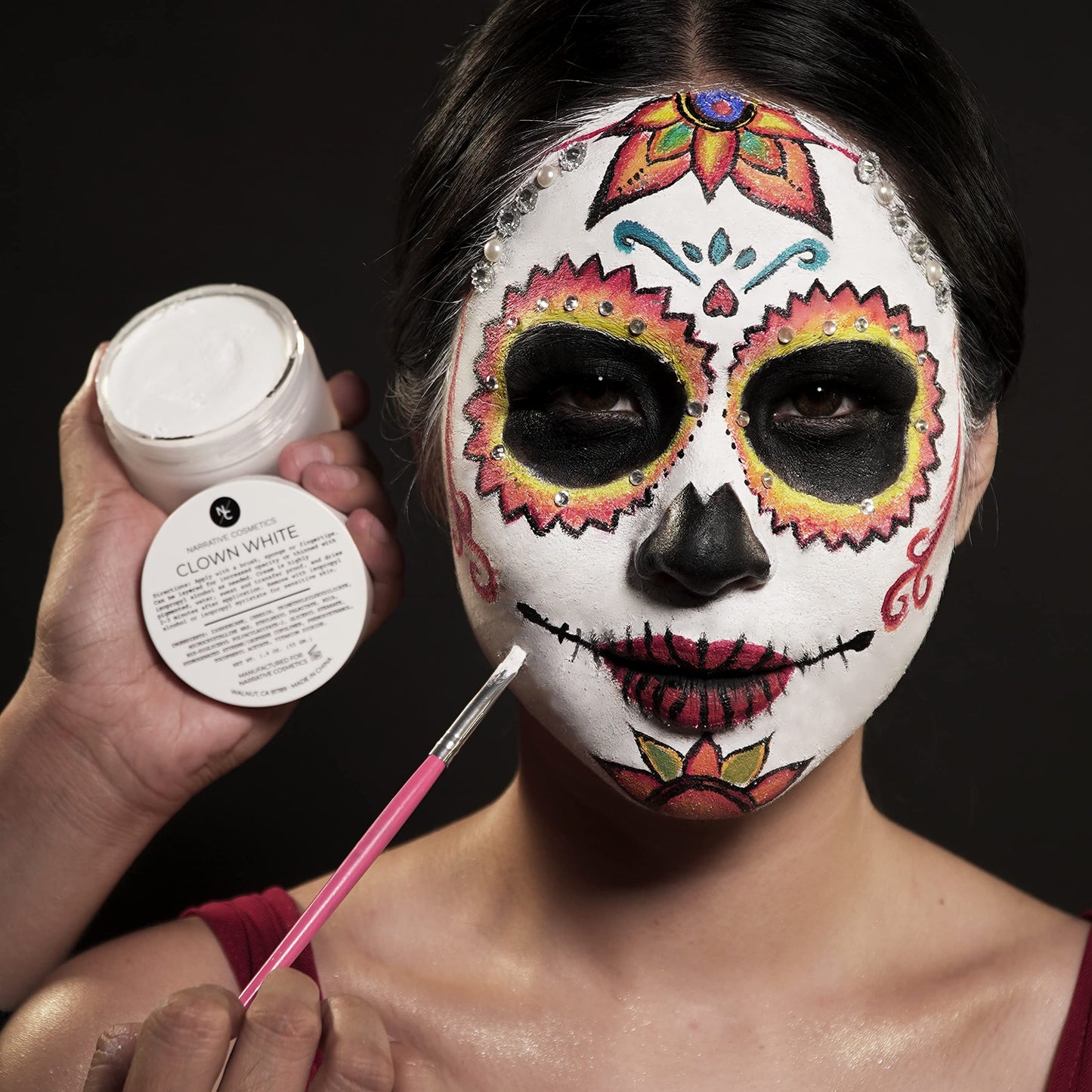 Narrative Cosmetics Clown White Cream Makeup, Quick Drying Professional Face Paint for the Stage, Film, Halloween, and Cosplay, 1.9 Oz.