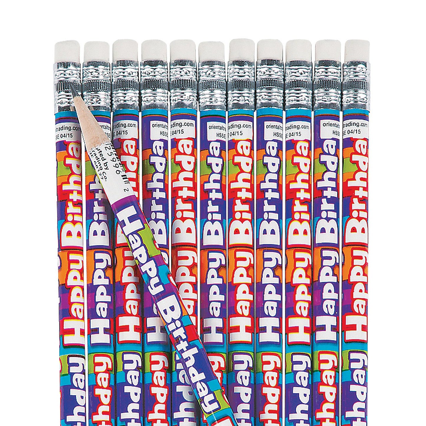 Fun Express Happy Birthday Pencils - Bulk set of 24 for Teachers and Students - Classroom Supplies, Rewards, Handouts and Party Favors