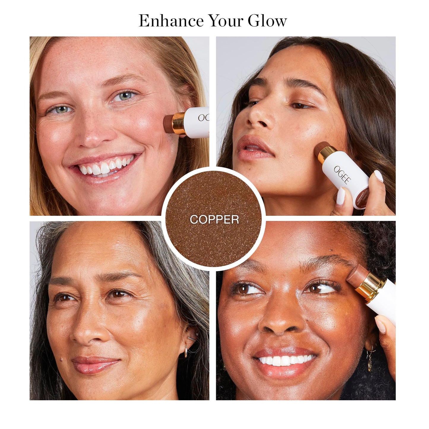 Ogee Sculpted Face Stick (COPPER - RADIANT COCOA) Certified Organic Bronzer Stick & Contour Makeup - Multi-Use Bronzer Stick for Face Beauty and Personal Care Ogee