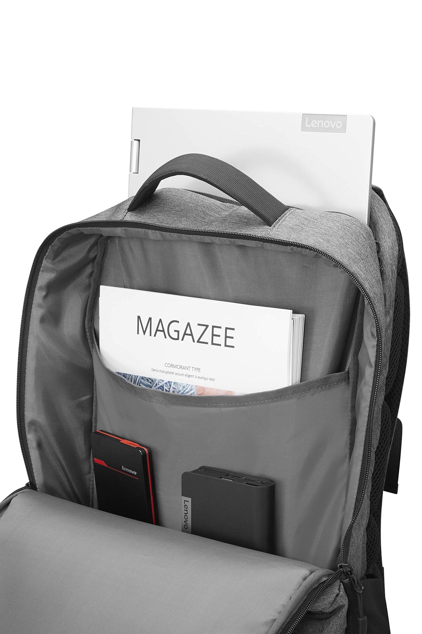 Lenovo 17" Laptop Urban Backpack B730, Fits Up to 17.3-Inch Laptops, Water-Repellent Material, Padded PC Compartment, Anti-Theft Pocket, On-The-Go Charging, GX40X54263, Charcoal Grey