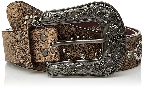 Nocona Belt Co. Women's Oval Center Stud Design Belt, Brown, Large
