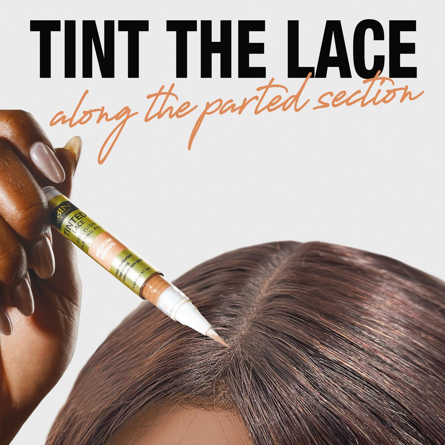 Tinted Lace Precison Parting Pen Light Warm Brown 0.105oz -Wig Lace Tint with Brush Applicatior, Easy to use, Long Lasting Formula, Blends Natural
