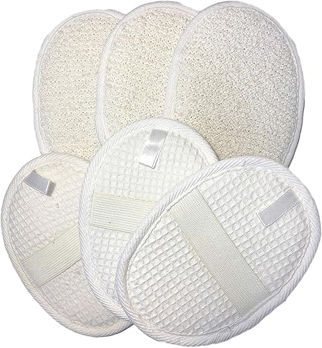 6 pcs/Set 4.3"×5.7" Natural Exfoliating Face Body Pad Loofah Sponge Facial Brush - Shower Scrubber - Body Bath Spa for Men & Women, Renewable Resource