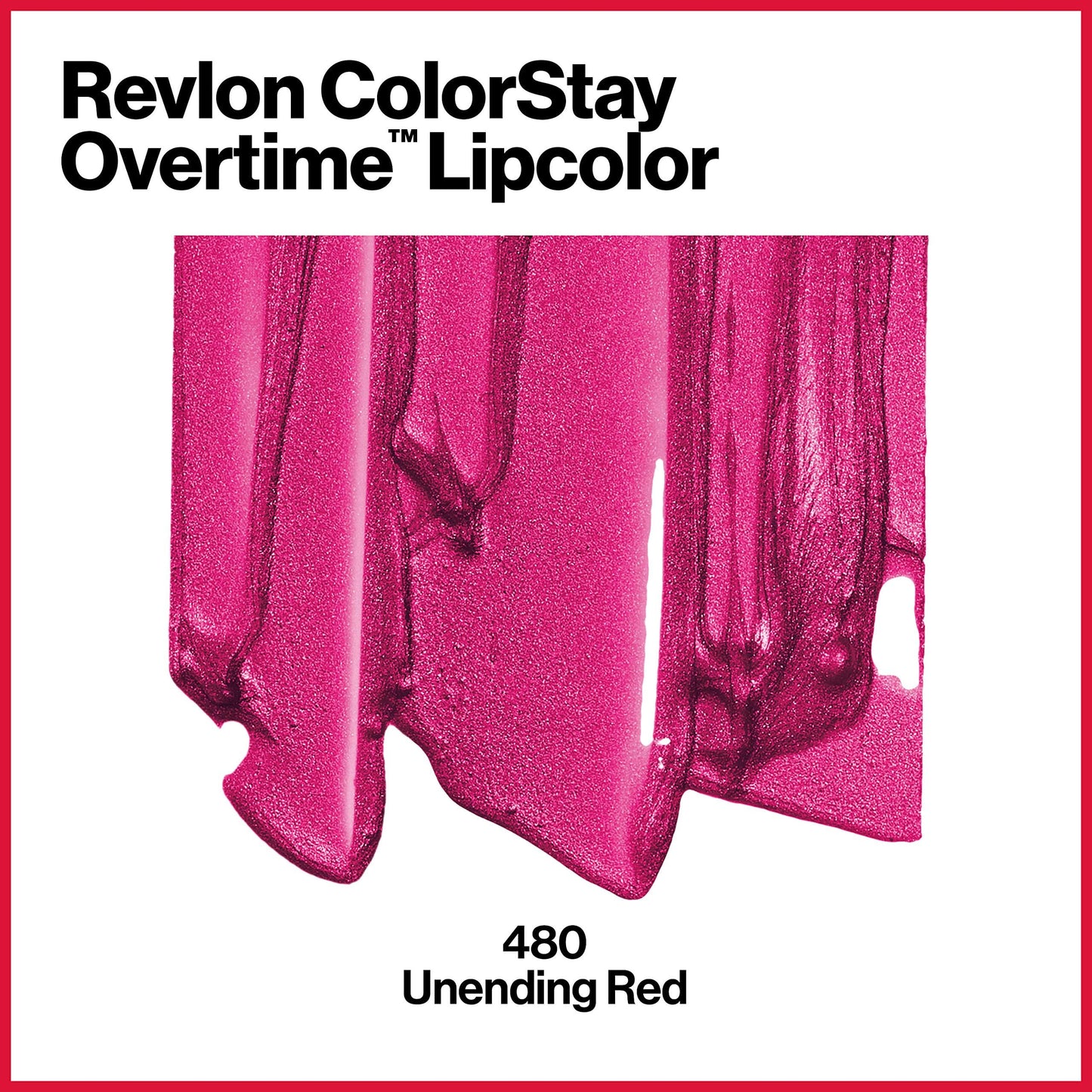 Revlon Liquid Lipstick with Clear Lip Gloss, ColorStay Overtime Lipcolor, Dual Ended with Vitamin E, 480 Unending Red, 0.07 Fl Oz