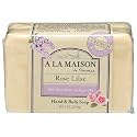 A LA MAISON Rose Lilac Bar Soap - Triple French Milled Natural Moisturizing Hand Soap Bar (1 Bar of Soap, 8.8 oz)