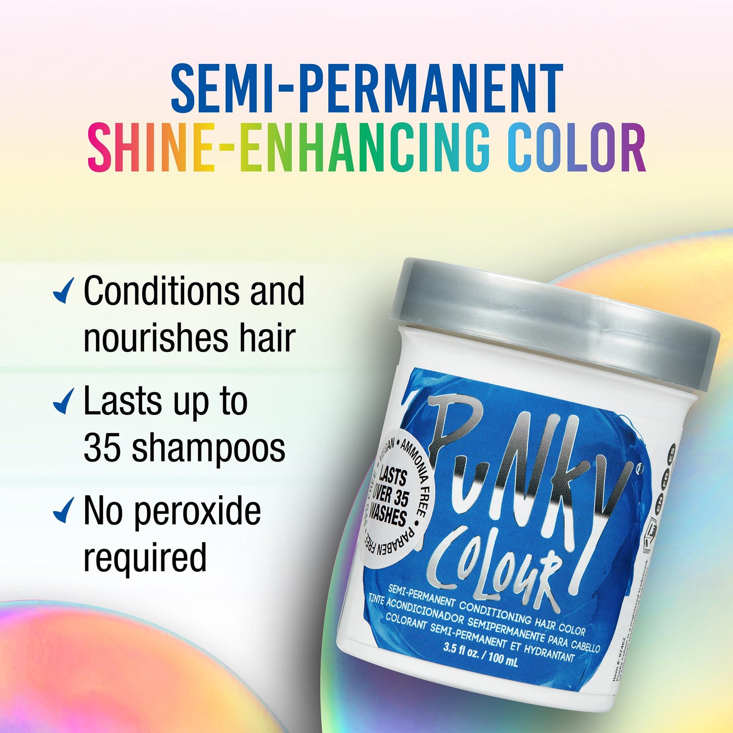 Punky Atlantic Blue Semi Permanent Hair Color - Vegan & Cruelty-Free Conditioning Hair Dye, Lasts Up to 35 Washes, 3.5 fl oz