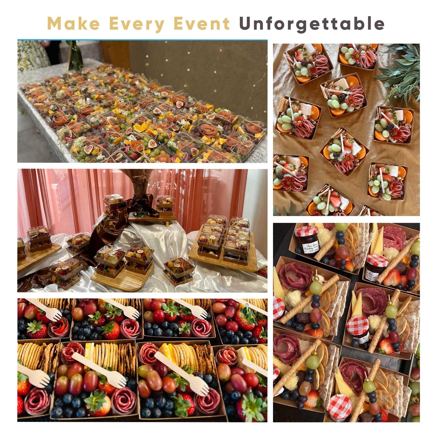 Leafiew 50 Pack Small Charcuterie Boxes with Clear Lids - To Go Paper Mini Charcuterie Box, Disposable Food Containers, 5Inch Dessert Boxes…