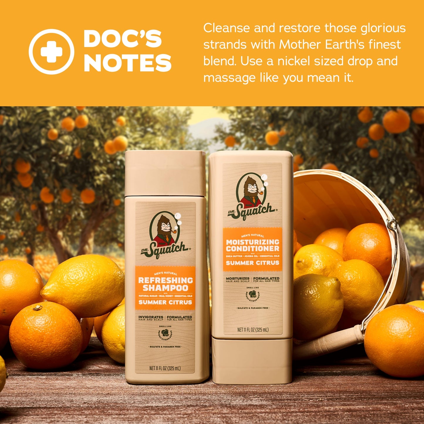 Dr. Squatch Men's Natural Shampoo and Conditioner Set - Sulfate & Paraben Free Natural Shampoo and Conditioner for Men - Scalp Nourishing Formula