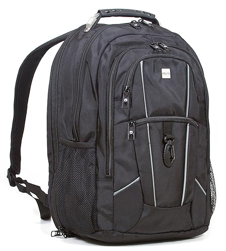 Dejuno Dejuno Commuter Backpack Checkpoint-friendly 15.6" Laptop Pocket - Black Laptop Backpack, Black