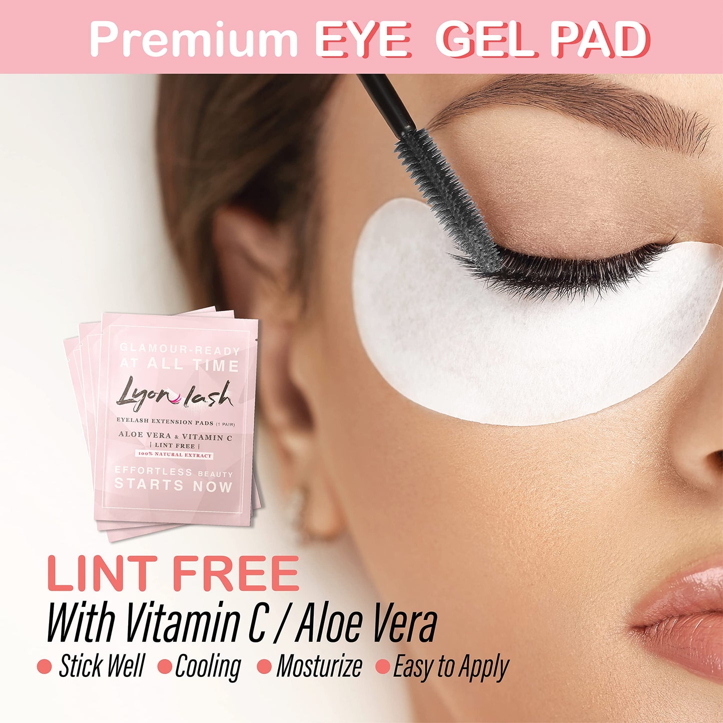 Lyon Lash Eyelash Extension Supplies 4x100 Packs - 100 Pairs Under Eye Gel Pads | 100 Disposable Mascara Brushes Wands | 100 Micro Applicators Brush |