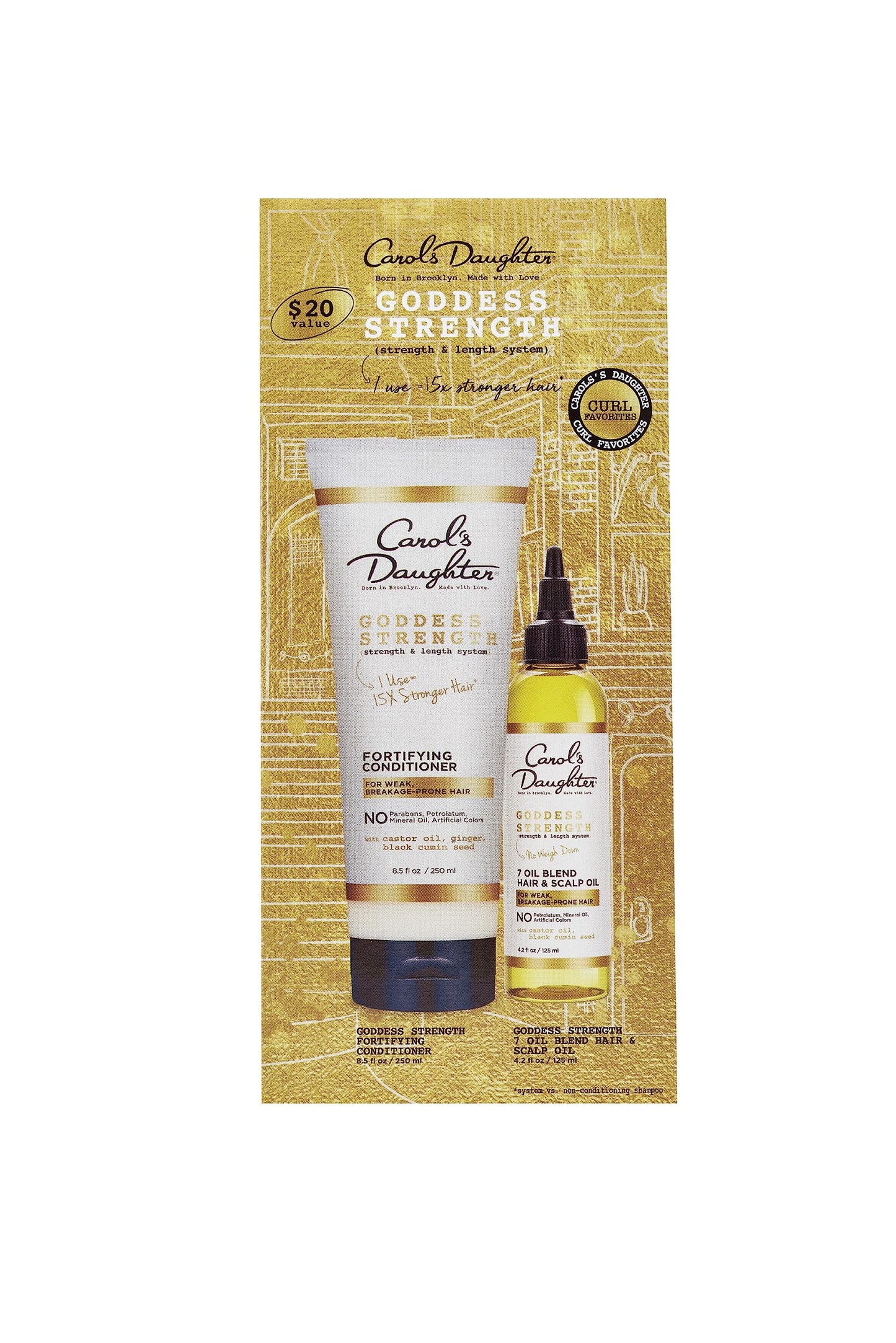 Carol's Daughter Goddess Strength Hair Care Set, Includes Sulfate Free Conditioner and Scalp Oil, Curly Hair Products to Repair and Moisturize, 1 Kit