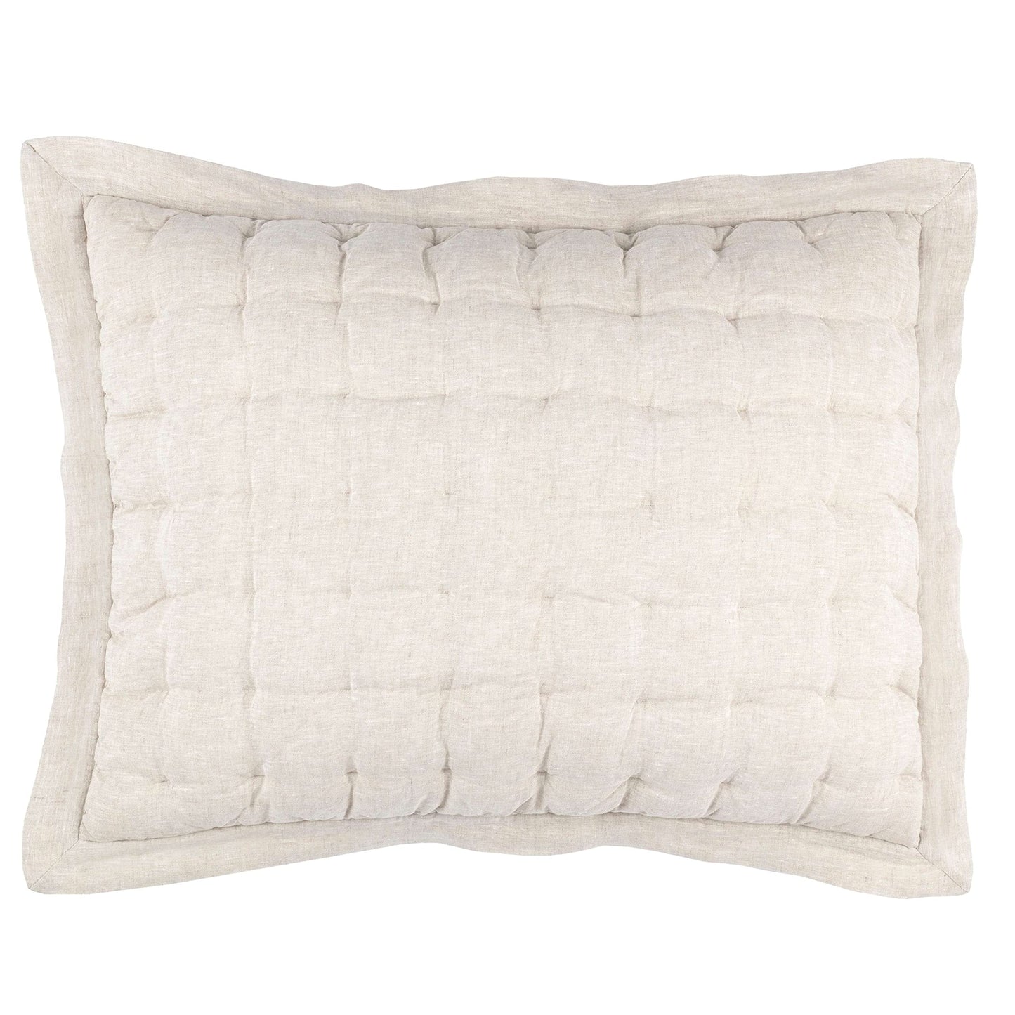 Pine Cone Hill Lush Linen Natural Puff Pillow Sham, Euro Size, Neutral Solid Pattern