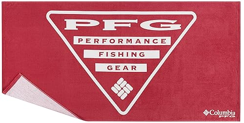 Columbia PFG Beach Towel - 100% Organic Cotton - Low Lint - Color Safe for Beach and Pool - Fade Resistant - 36 X 72 Inches - Sunset Red