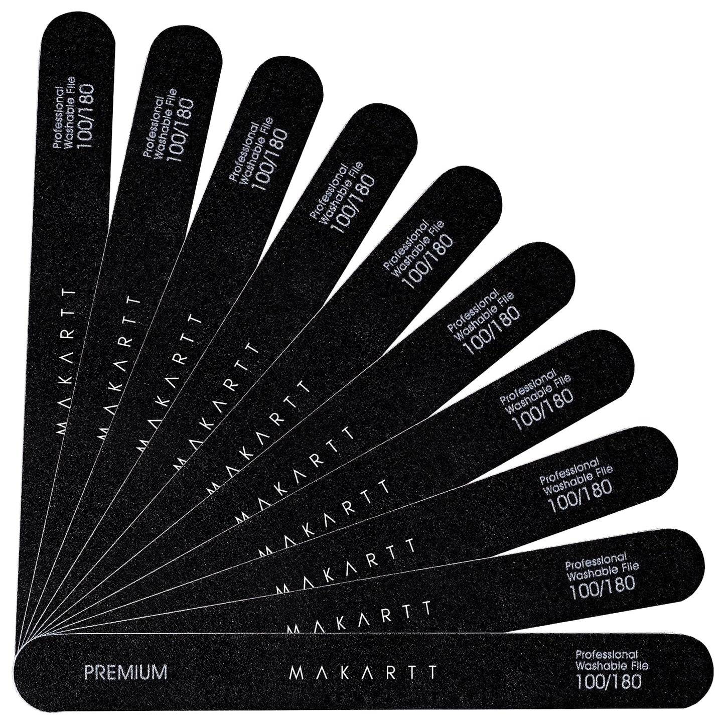 Makartt Nail File - 100/180 Grit Emery Boards for Nails, Professional Nail Files, 10pcs Double Sides Black Coarse Fingernail Filer for Acrylic