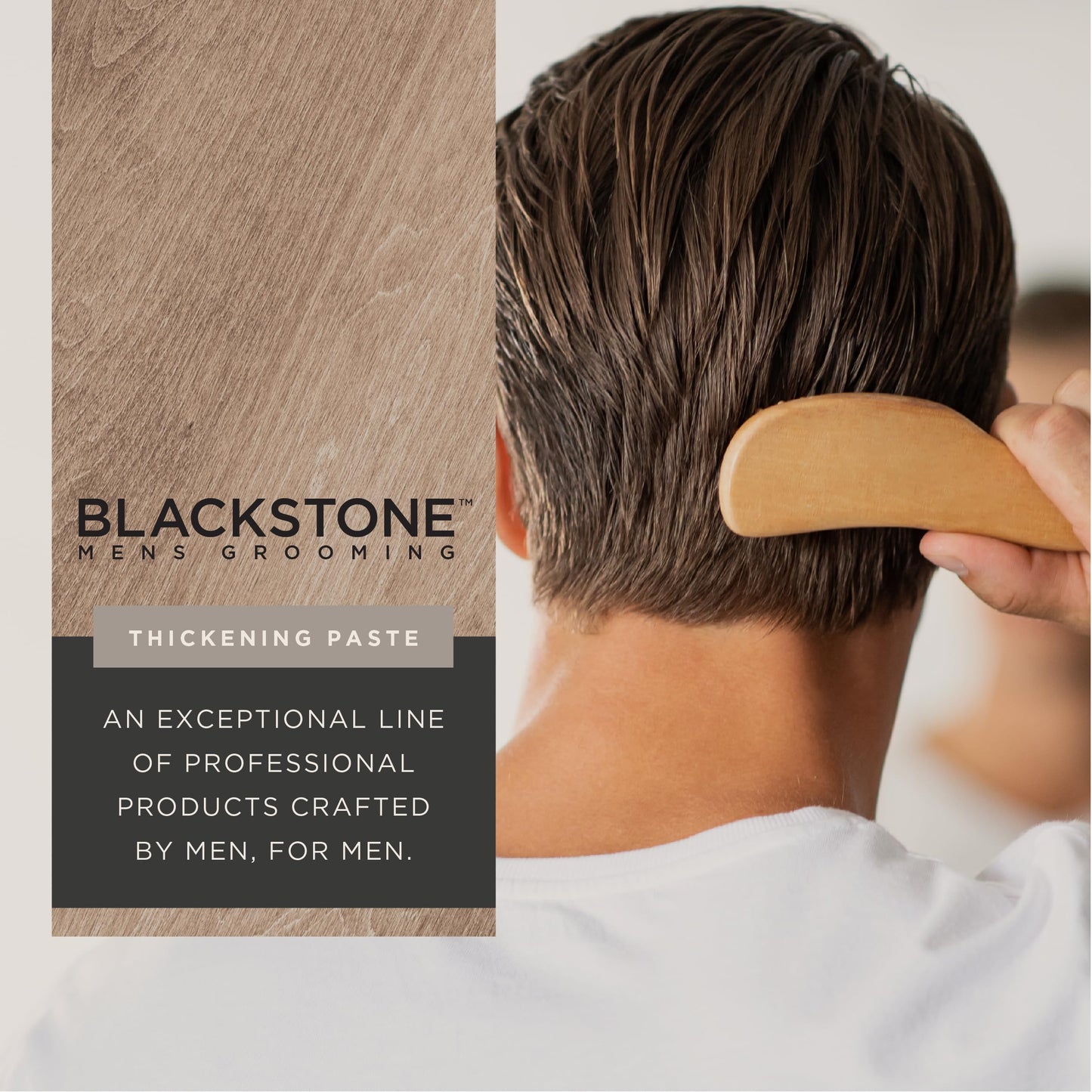 Blackstone Men's Grooming Thickening Fiber Paste Gel for Hair Styling - Adds Volume with Pliable Hold & Matte Finish | Paraben Free, Sandalwood (4 oz)
