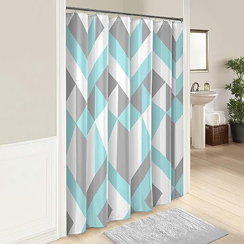 MARBLE HILL Shower Curtains for Bathroom - Lena 72" x 72" Machine Washable Bath Curtains, Aqua