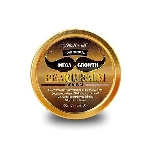 Well's Oil Mega Growth Beard Balm (Original) | 2 fl oz | Beard Styling & Conditioning Balm | With Natural Oils