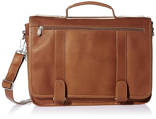 Piel Leather Double Loop Expandable Laptop Briefcase, Saddle, One Size