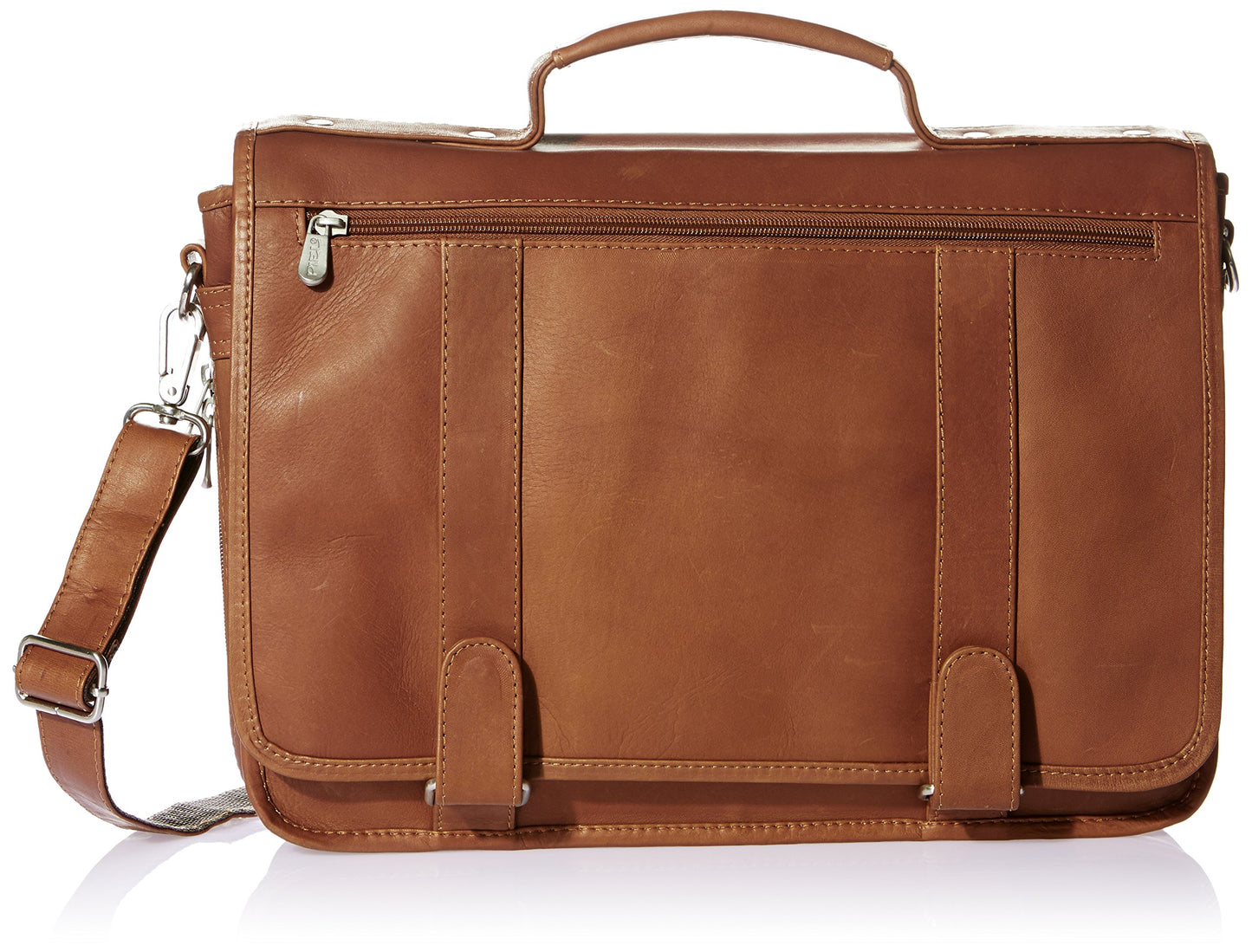 Piel Leather Double Loop Expandable Laptop Briefcase, Saddle, One Size